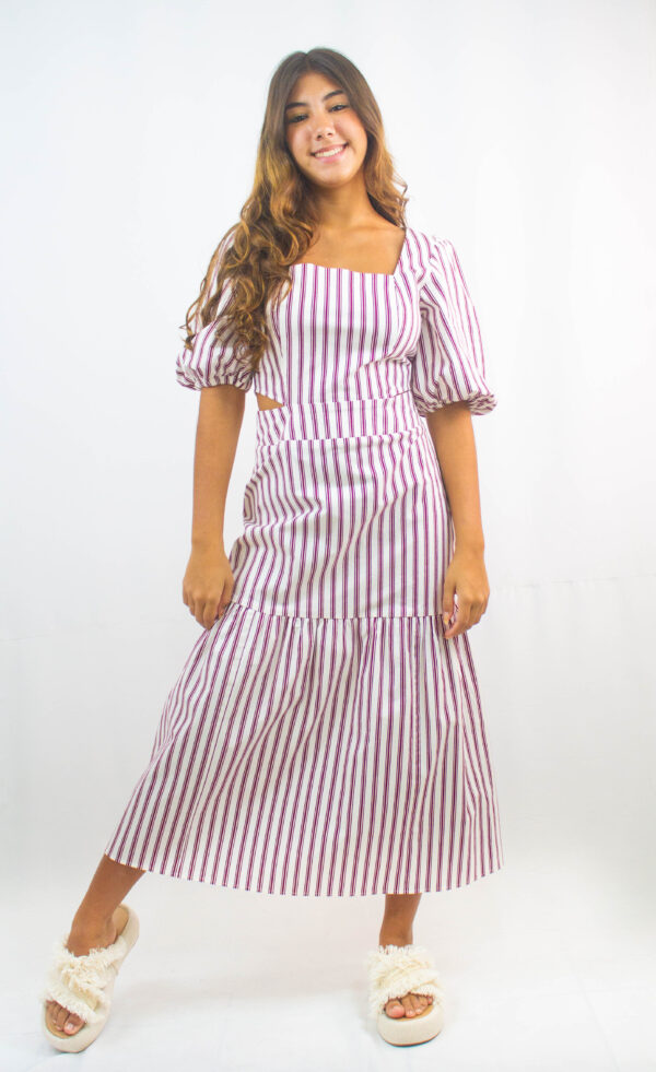 Vestido midi Maria Filó listras