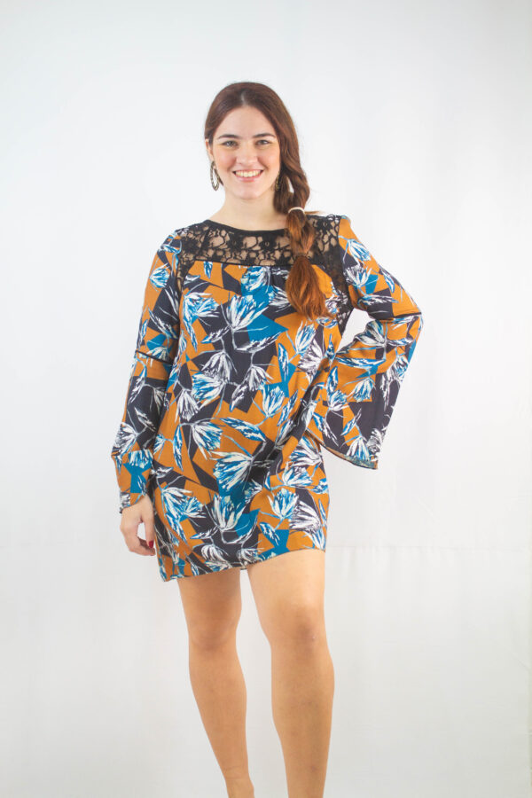 Vestido curto manga Más Animale